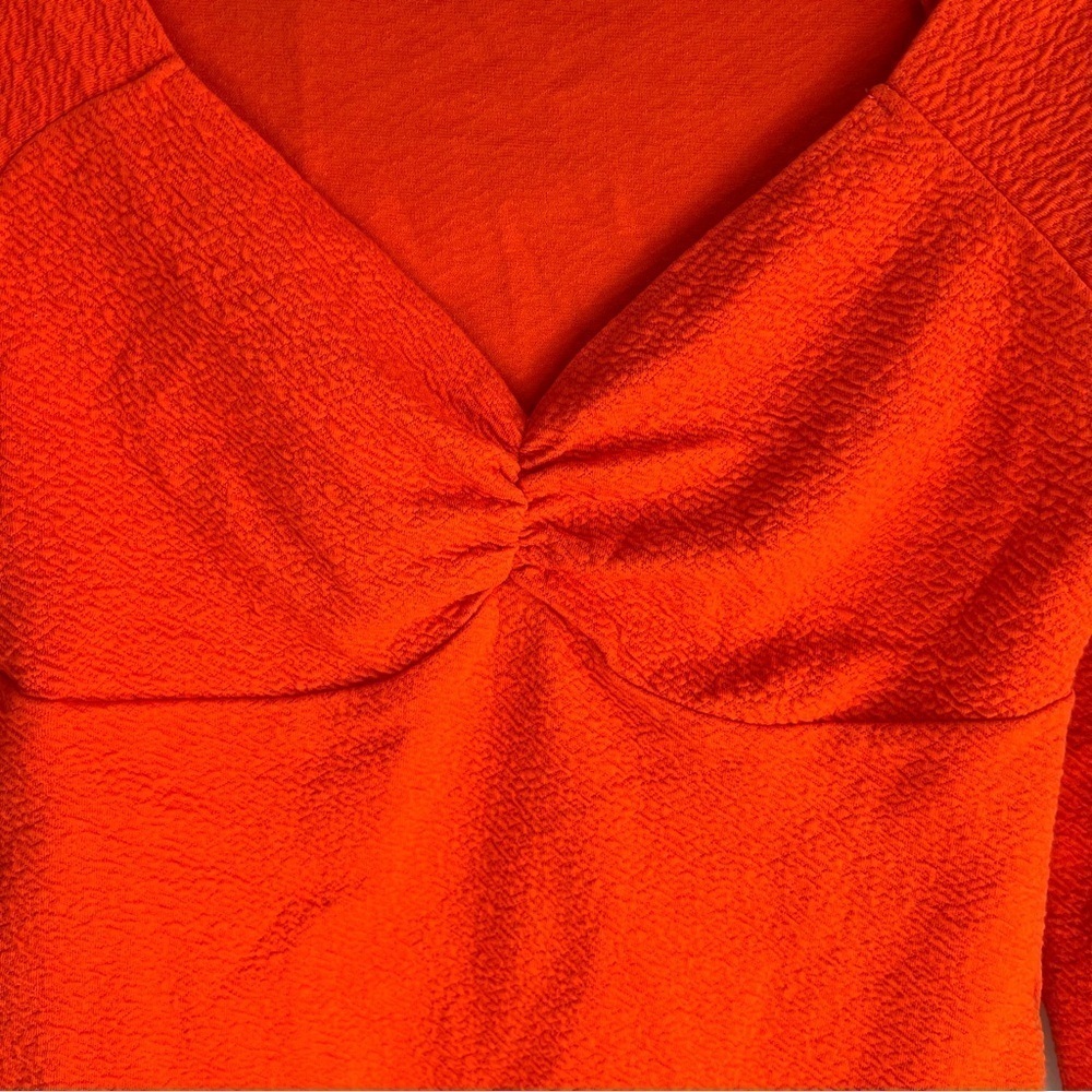 Maeve Anthropology Womens Sweetheart Blouse Orange Sz S Contemporary Cottagecore - Picture 3 of 9